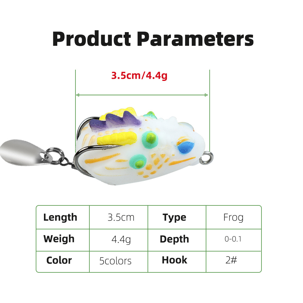 Cheery 3.5cm/4.4g PVC Soft Frog Fishing Lure Mini Double Hooks Bottom Fishing Trout Lake Printed Artificial Bait – Frog – view 5
