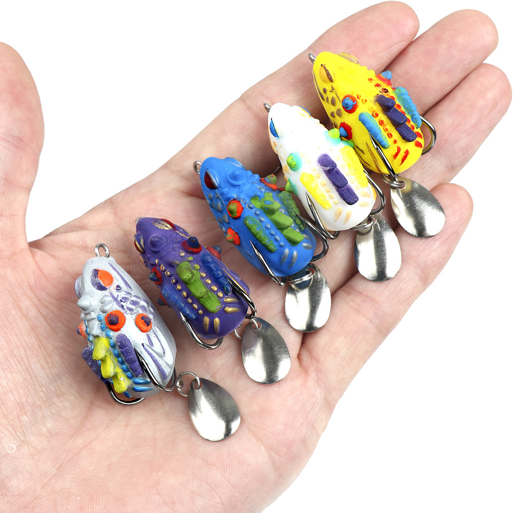 Cheery 3.5cm/4.4g PVC Soft Frog Fishing Lure Mini Double Hooks Bottom Fishing Trout Lake Printed Artificial Bait – Frog – view 2