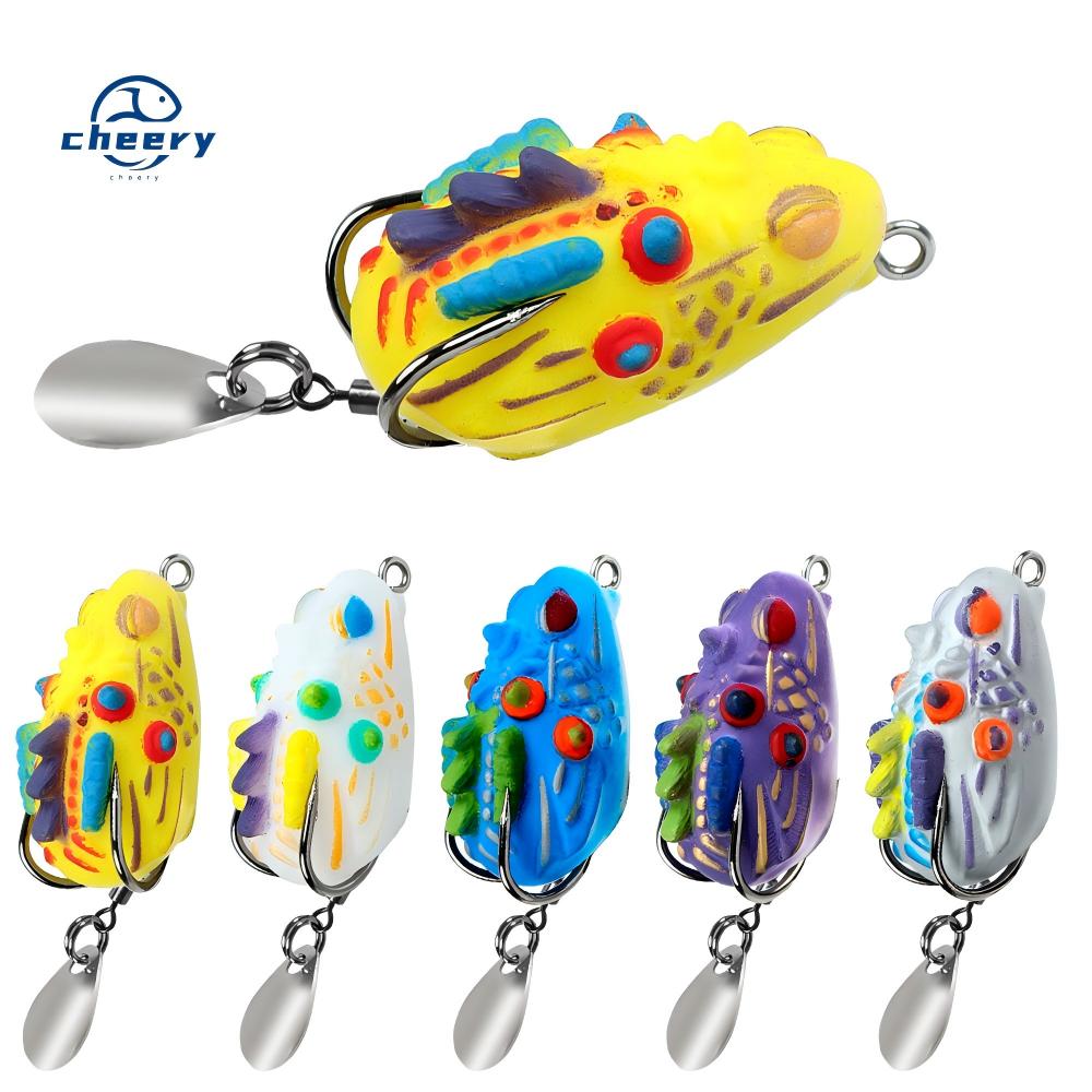 Cheery 3.5cm/4.4g PVC Soft Frog Fishing Lure Mini Double Hooks Bottom Fishing Trout Lake Printed Artificial Bait – Frog – view 1