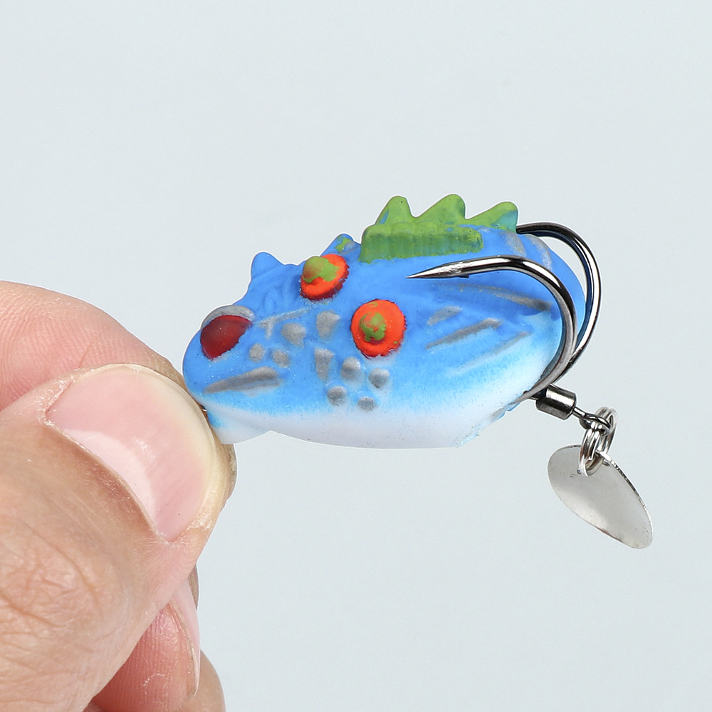 Cheery 3.5cm/4.4g PVC Soft Frog Fishing Lure Mini Double Hooks Bottom Fishing Trout Lake Printed Artificial Bait – Frog – view 3