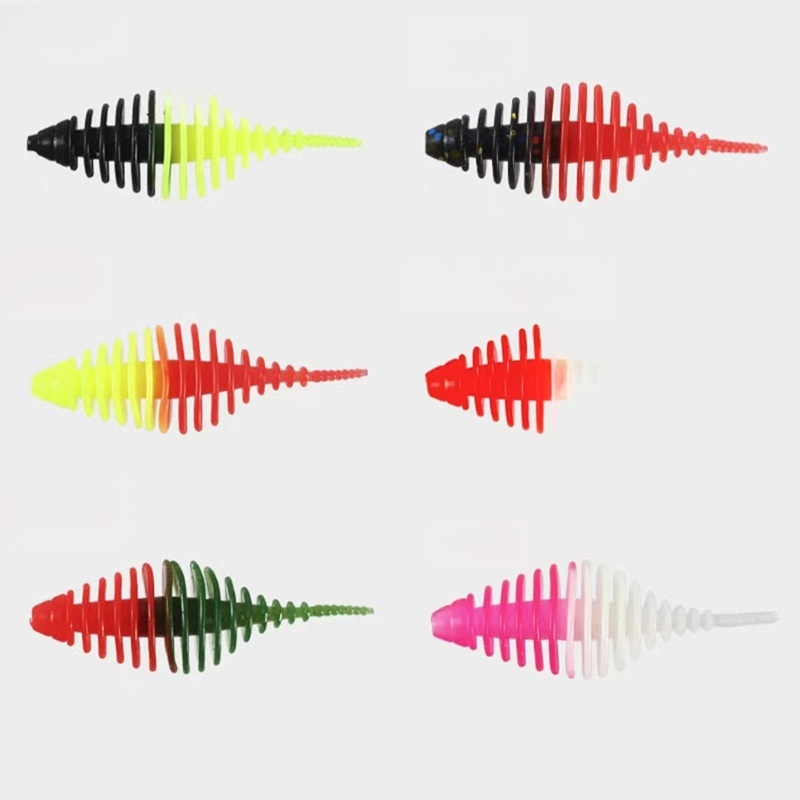 Threaded Grub Straight Tail Soft Lure, Rock Fishing Bait for Bass Mandarin Fish Texas Rig Jig Head Hook – Worms & Grubs – view 5