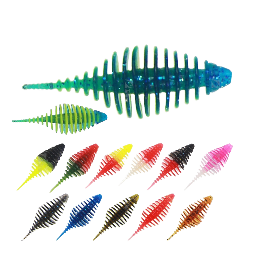 Threaded Grub Straight Tail Soft Lure, Rock Fishing Bait for Bass Mandarin Fish Texas Rig Jig Head Hook – Worms & Grubs – view 1