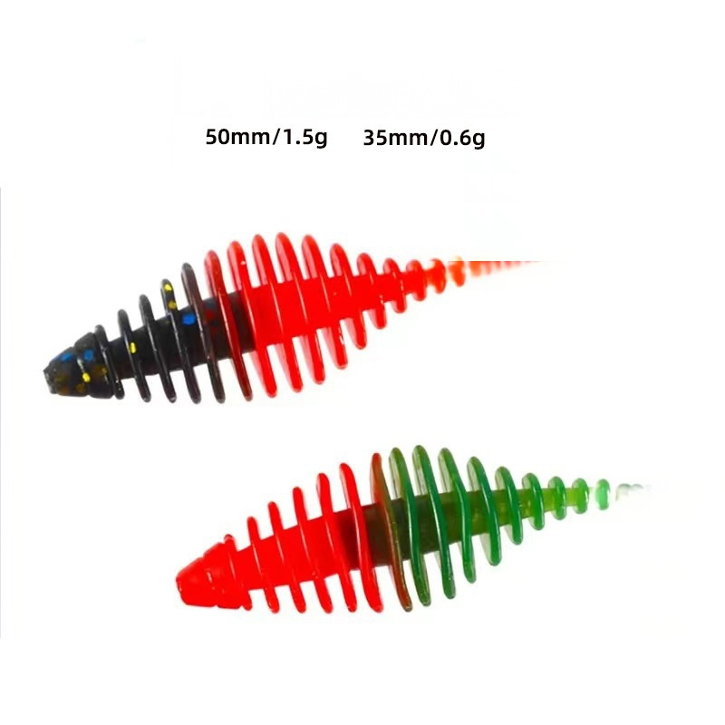 Threaded Grub Straight Tail Soft Lure, Rock Fishing Bait for Bass Mandarin Fish Texas Rig Jig Head Hook – Worms & Grubs – view 3