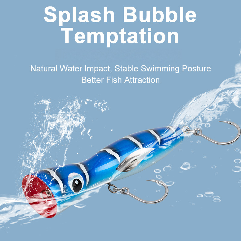 20cm 120g Wooden Splashing Popper Lure Saltwater Boat Trolling Fishing Artificial Bait – Popper – view 3