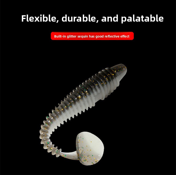 Factory Wholesale Luya Two-color Bulk Threaded T-tail Stainless Steel Soft Bait Soft Worm Maggot Perch Fake Bait – Worms & Grubs – view 4