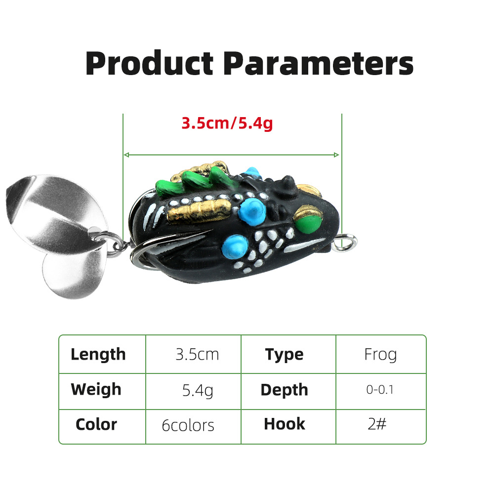 CHEERY 3.5cm 5.4g Silicone Topwater Lure for Salmon & Catfish Barbed Hooks Artificial Soft Bait for Lake/Stream/Ocean Fishing – Frog – view 3