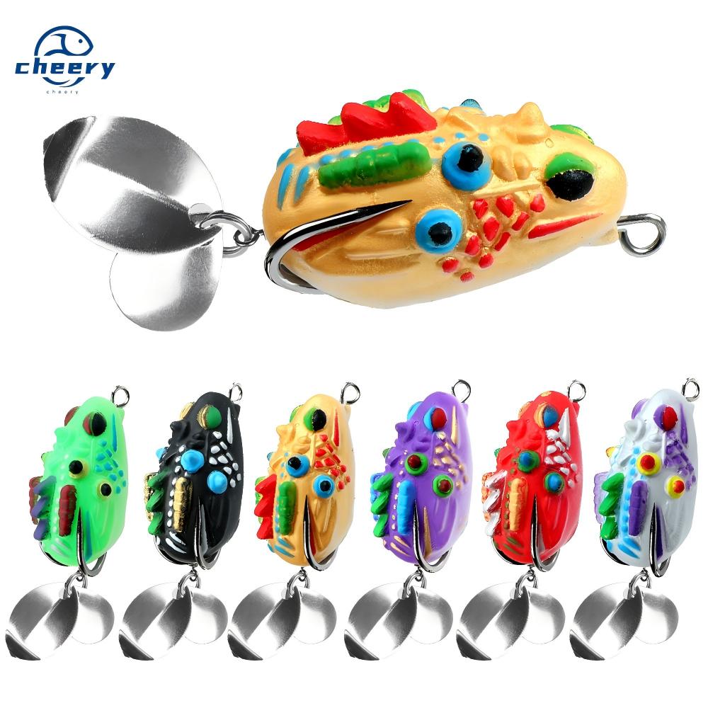 CHEERY 3.5cm 5.4g Silicone Topwater Lure for Salmon & Catfish Barbed Hooks Artificial Soft Bait for Lake/Stream/Ocean Fishing – Frog – view 1