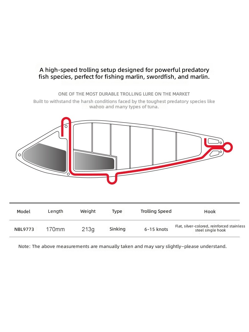 CHEERY for Big Game Trolling Bait Mega Trap Fishing Lure Metal VIB Lure Wire-Thru Construction 17Cm/213g Tuna Ocean Boat Fishing – VIB – view 4