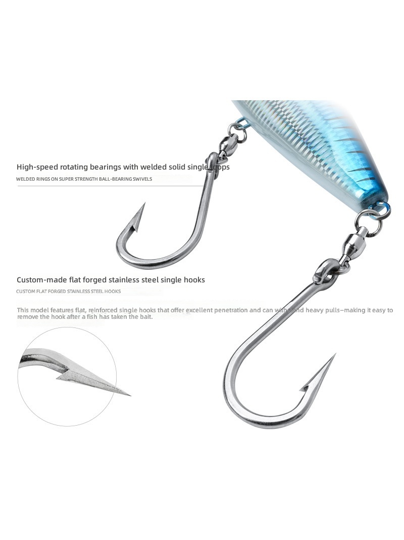 CHEERY for Big Game Trolling Bait Mega Trap Fishing Lure Metal VIB Lure Wire-Thru Construction 17Cm/213g Tuna Ocean Boat Fishing – VIB – view 3