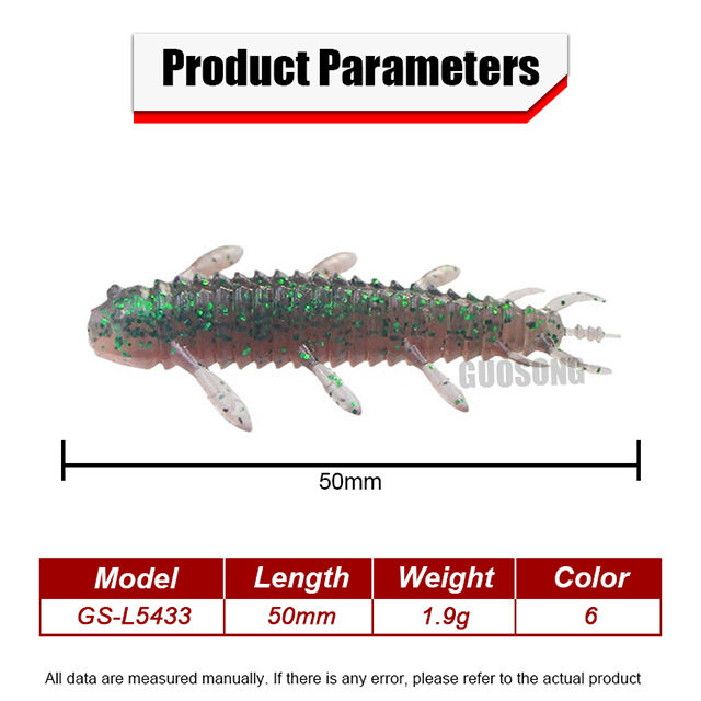 CHEERY New Style 5cm 1.9g Green Pumpkin Saltwater Fishing Bottom Fishing Soft Bait Printed – Soft Lure – view 2