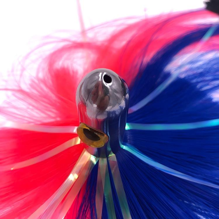 CHEERY 6.5inch Brass Bullet Head Triple Colors Metal Hair Skirt Island Lure Fishing Lure for Saltwater Fish 50g – Octopus Skirt – view 5