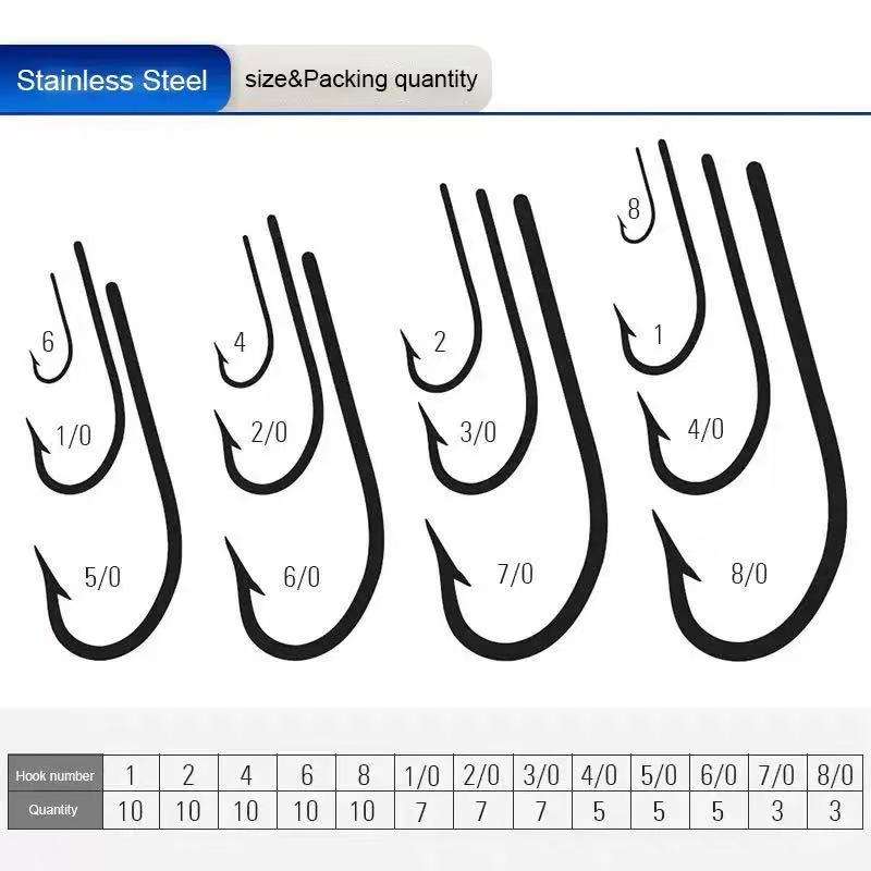 CHEERY 100% Stainless Steel O'shaughnessy 8-8/0# Long Shank Barbed Circle Hooks 34007SS for Saltwater and Fly Fishing – Fishhook – view 4
