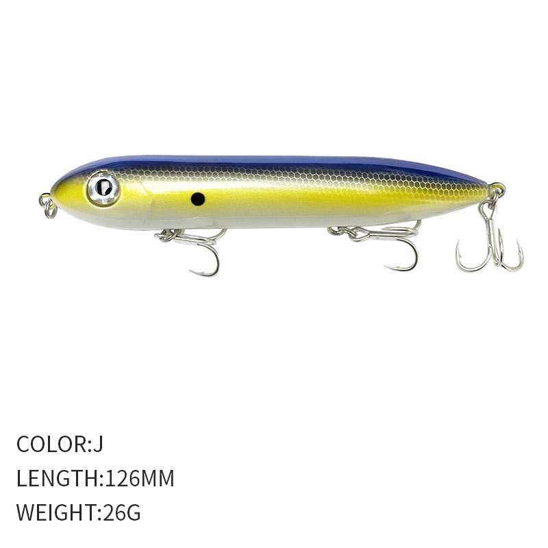Surface Pencil Lure Stainless Steel 126mm/26g Long-Casting Saltwater Fishing Bait for Snakehead Floating Bionic Artificial Hooks – Pencil – view 3