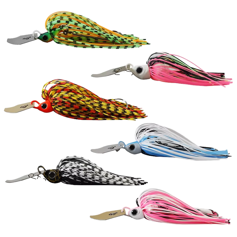 CHEERY 7g 9g 11g 13g 18g 21g Chatterbait Blade Fishing Lure Metal PVC 6 Colors Chatterbait Skirt Non-hanging Swimbait River – Hard Lure – view 1