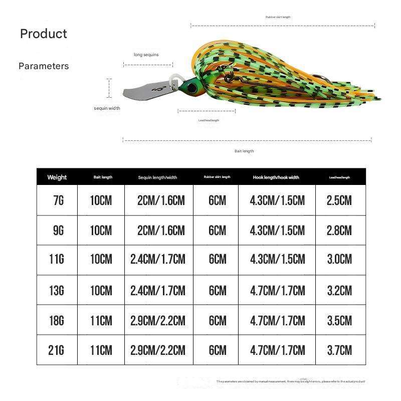 CHEERY 7g 9g 11g 13g 18g 21g Chatterbait Blade Fishing Lure Metal PVC 6 Colors Chatterbait Skirt Non-hanging Swimbait River – Hard Lure – view 4