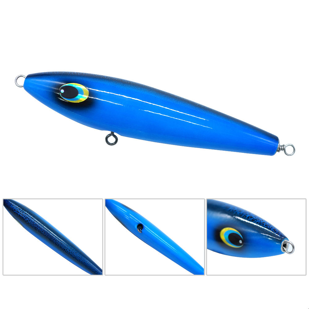 CHEERY 120g Printed Wooden Fish Resin Minnow Pencil Hard Bait Saltwater Fishing Lure for Trout Pike River Lake Stream – Hard Lure – view 4