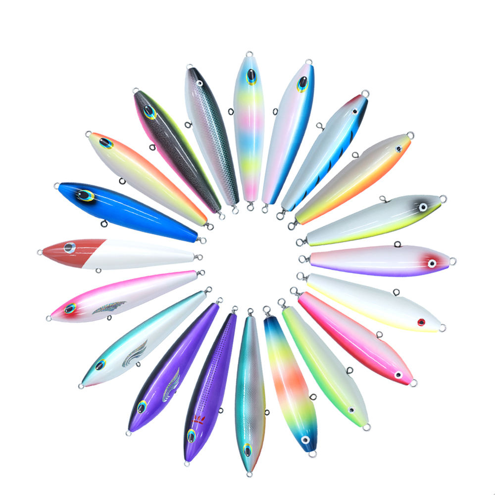 CHEERY 120g Printed Wooden Fish Resin Minnow Pencil Hard Bait Saltwater Fishing Lure for Trout Pike River Lake Stream – Hard Lure – view 2