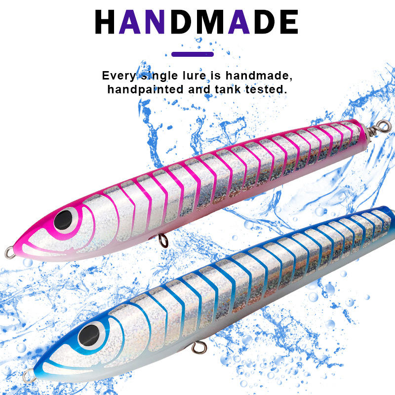 CHEERY Large Wooden Floating Pencil Lure, Splashing Saltwater Bait for Boat & Rock Shore Fishing Cross-border – Pencil – view 5