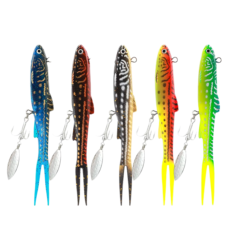 14cm 26g Lead Jig Soft Fish Lure with Spinner Blade & Treble Hook, Artificial Bait for Topmouth Culter Bass Channel Catfish – Fishing Lure – view 2