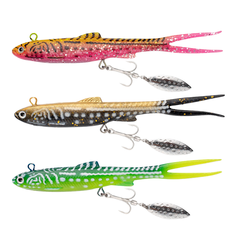14cm 26g Lead Jig Soft Fish Lure with Spinner Blade & Treble Hook, Artificial Bait for Topmouth Culter Bass Channel Catfish – Fishing Lure – view 1