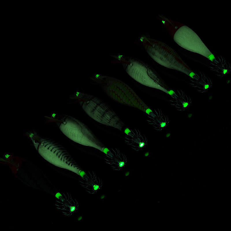 CHEERY Glow Wooden Shrimp Luminous Squid Jigs 10g/70mm Cuttlefish Bait Dtd Mold Bait Hard Plastic Body Cloth – Wood Shrimp – view 3