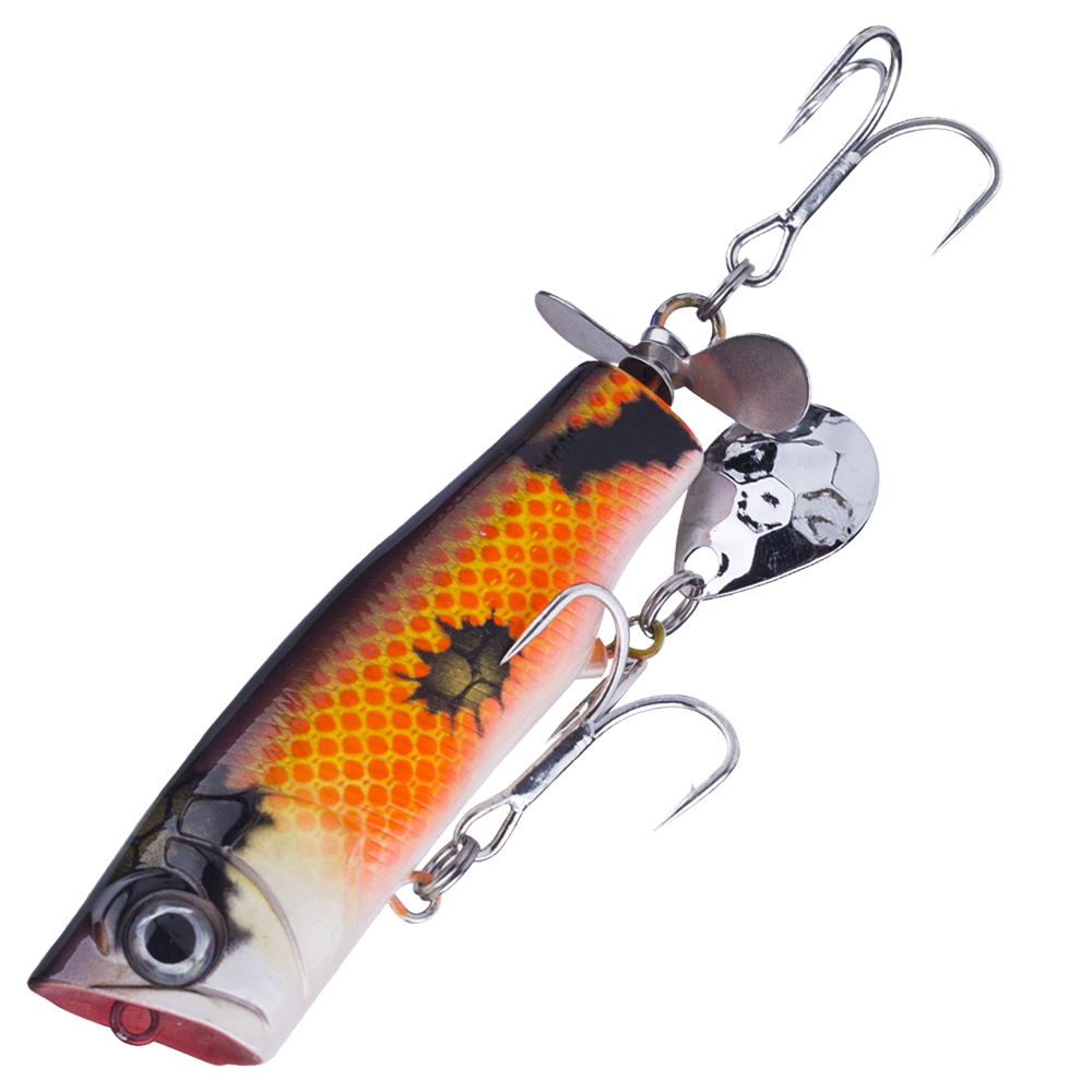 CHEERY 8cm 14g Long Cast Floating Popper Hard Lure with Twin Propellers, Freshwater Saltwater Bait for Bass Topmouth Culter – Popper – view 1