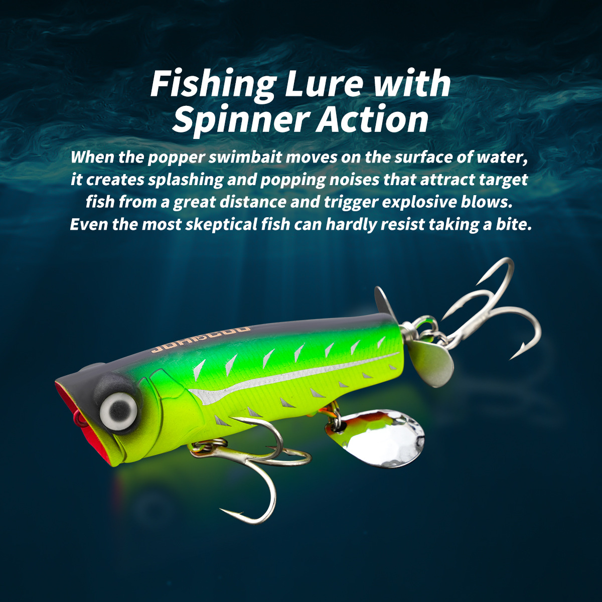 CHEERY 8cm 14g Long Cast Floating Popper Hard Lure with Twin Propellers, Freshwater Saltwater Bait for Bass Topmouth Culter – Popper – view 3
