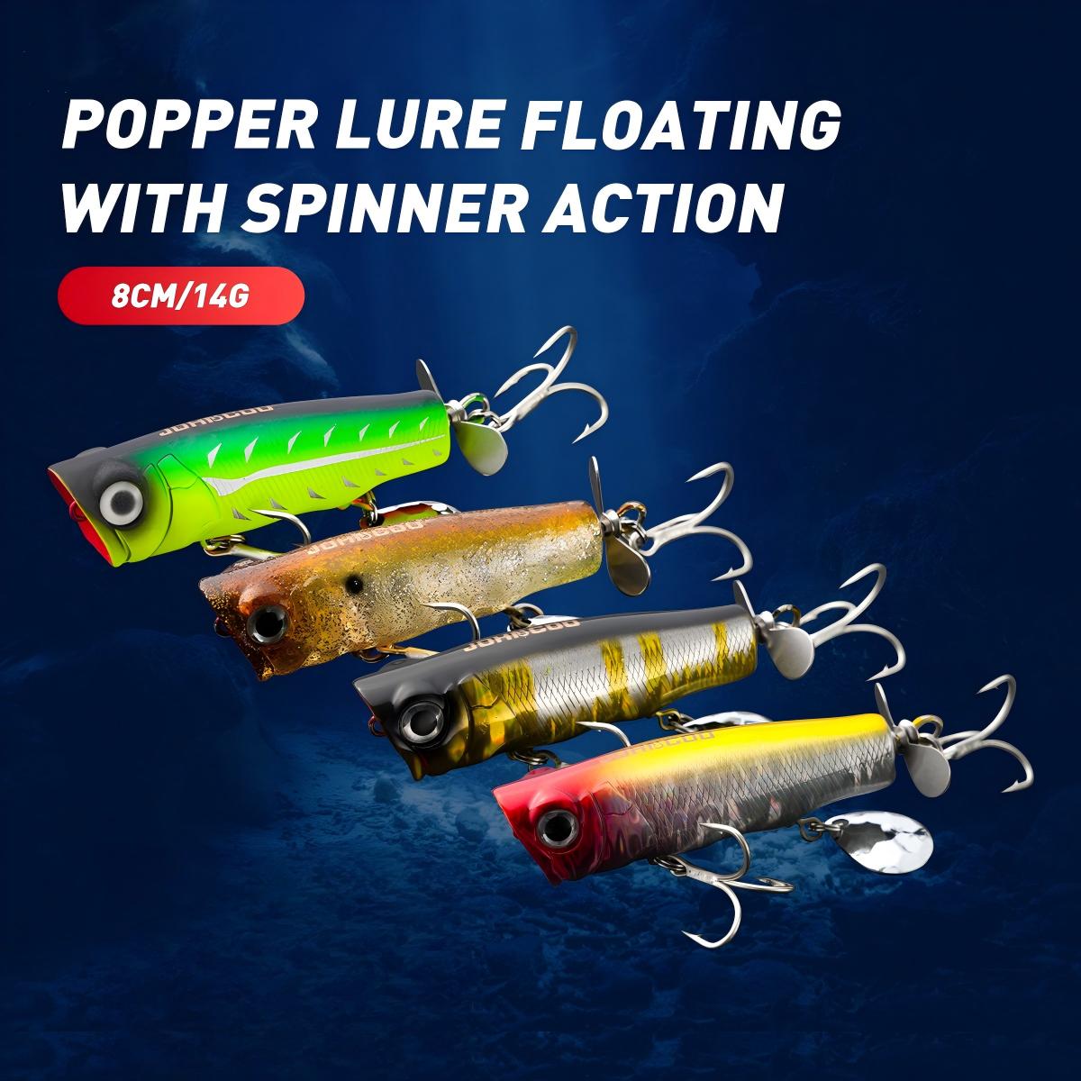 CHEERY 8cm 14g Long Cast Floating Popper Hard Lure with Twin Propellers, Freshwater Saltwater Bait for Bass Topmouth Culter – Popper – view 2