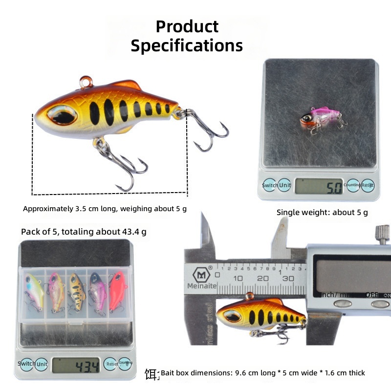CHEERY 5g Micro Slow Sinking Vibration Mini Pencil Lure, Mini Sinking Plastic Hard Bait Targeted for Bass Topmouth Culter – VIB – view 3