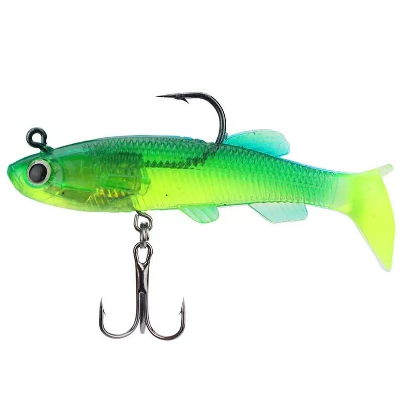 CHEERY 8cm/12.5g 7 Color Artificial Soft Bait Saltwater T Tail Pinfish PVC Fishing Lures for River Use with Hooks – Worms & Grubs – view 5