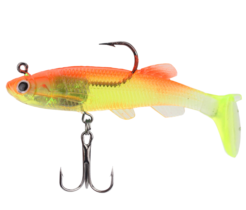CHEERY 8cm/12.5g 7 Color Artificial Soft Bait Saltwater T Tail Pinfish PVC Fishing Lures for River Use with Hooks – Worms & Grubs – view 1