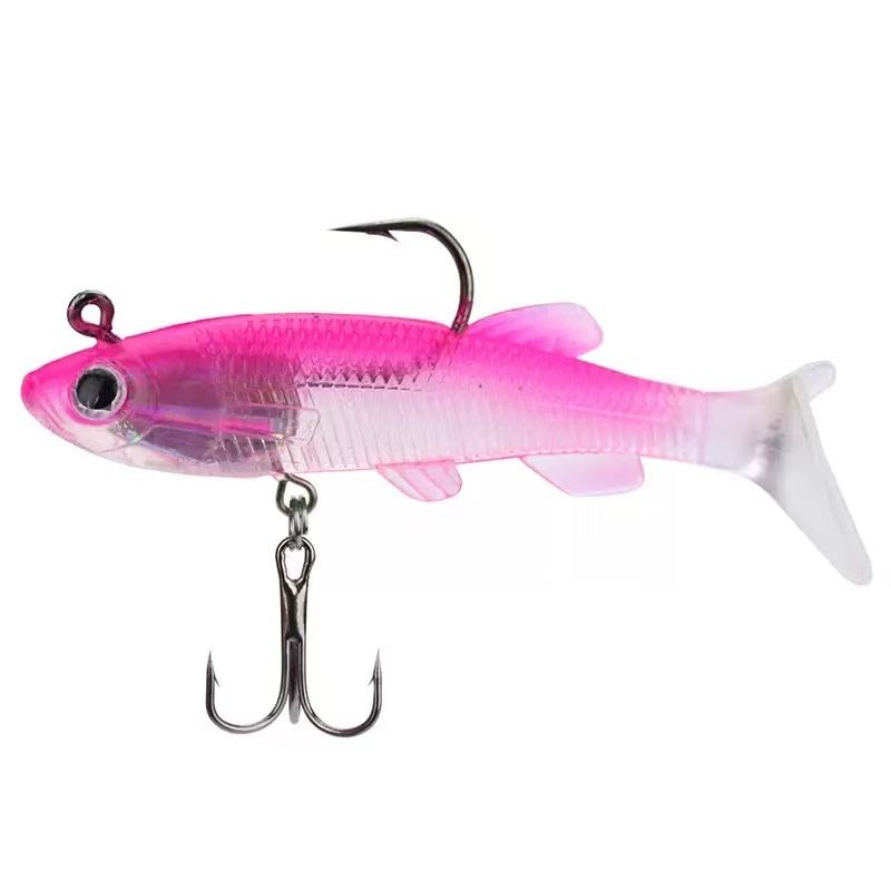 CHEERY 8cm/12.5g 7 Color Artificial Soft Bait Saltwater T Tail Pinfish PVC Fishing Lures for River Use with Hooks – Worms & Grubs – view 4