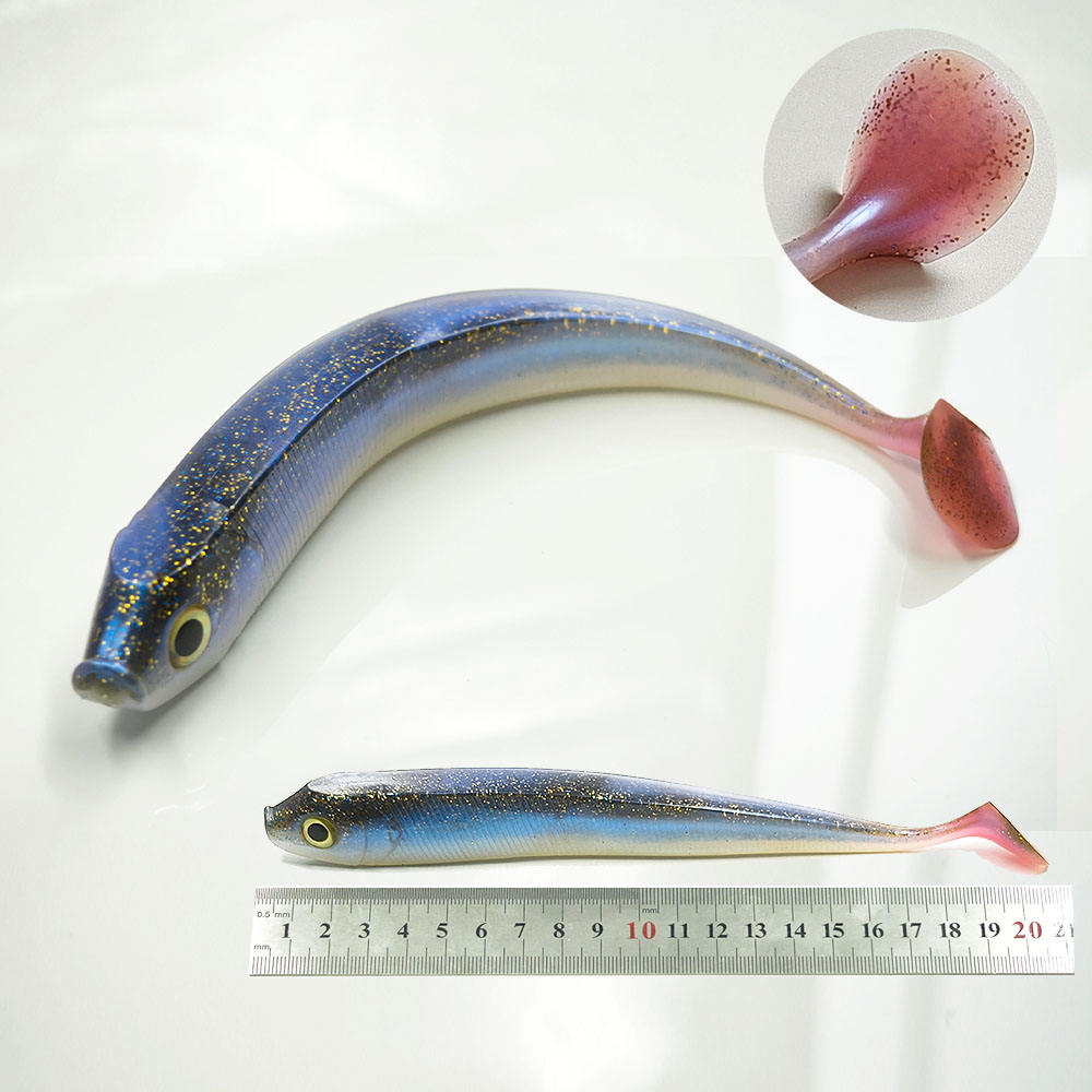 CHEERY Factory Price 4 Sizes 3D Eyes Artificial Hard Bait T-Tail Paddle Tail Fish Lure PVC River Use – Worms & Grubs – view 2