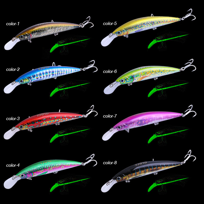 CHEERY Printed Glowing Minnow Lure Kit 90mm 29g with 3D Color for Saltwater & River Bass Fishing Swim Baits – Minnow – view 3