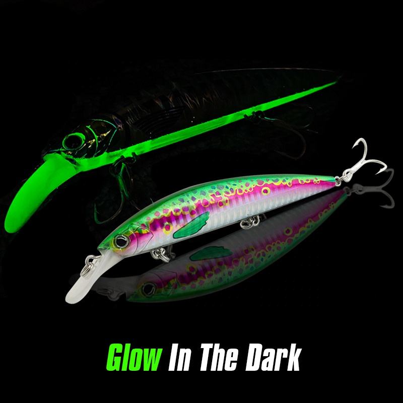 CHEERY Printed Glowing Minnow Lure Kit 90mm 29g with 3D Color for Saltwater & River Bass Fishing Swim Baits – Minnow – view 2