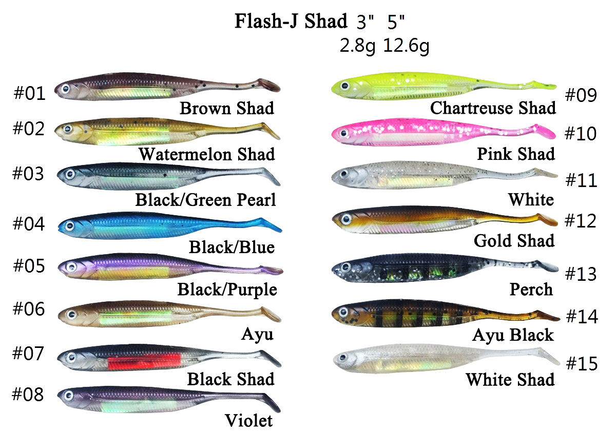 CHEERY Flash-J Shad Soft PVC Fishing Lure Kit 3"2.8g 5"12.6g Senko Worm Jerkbait Swim Bait for Ocean Boat Fishing – Soft Lure – view 4