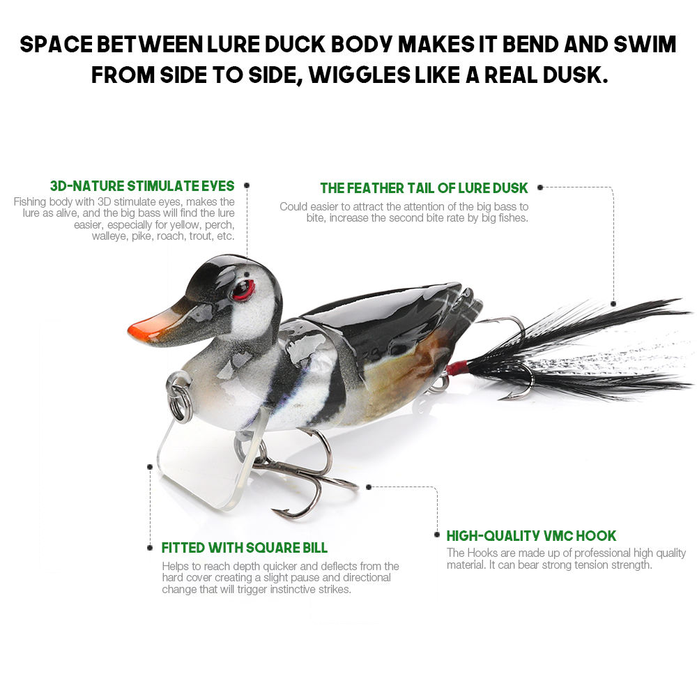 CHEERY 70mm 10g Top Water Duck Hard Minnows Segmented Swimbait Bass Fishing Lure Crank Bait Jointed Lures – Hard Lure – view 4