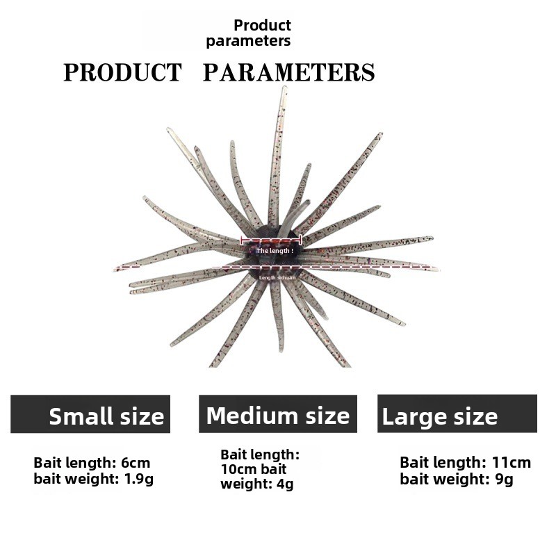 Cheery Sea Urchin Printed TPE Artificial Soft Bait Topwater Midwater Float Fishing Target Perch Jigging Freshwater/Sea Use – Soft Lure – view 4
