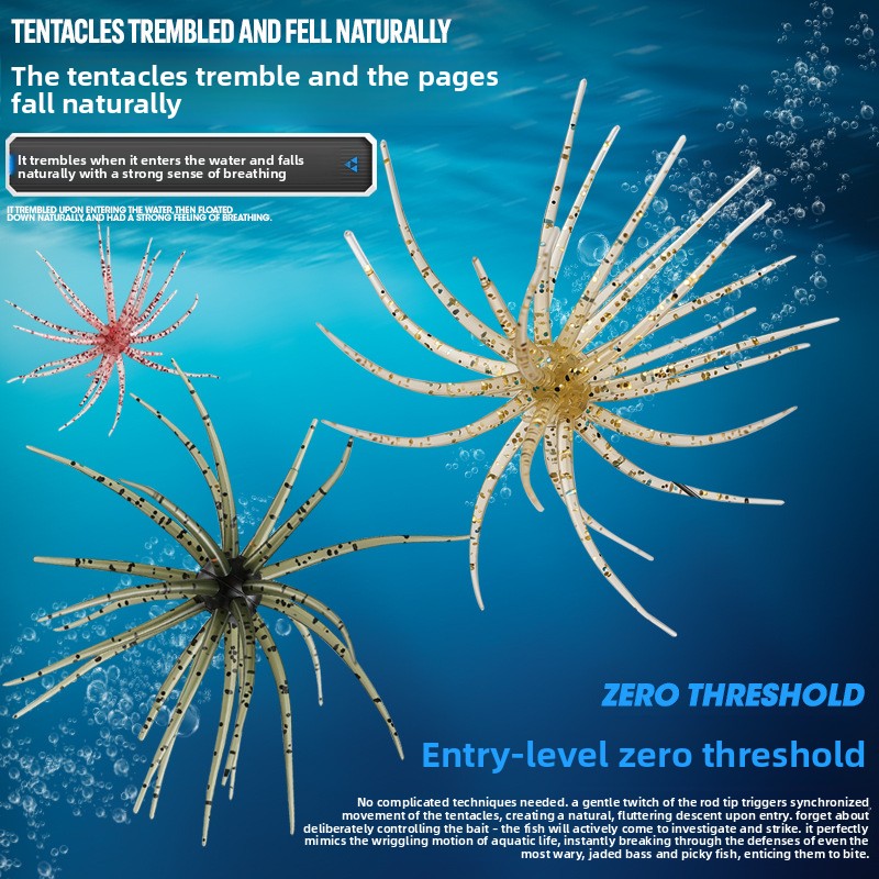 CHEERY Factory Wholesale Boxed Soft Sea Urchin Lures Lifelike TPE Floating Crankbaits Saltwater Fishing Black-pit Angling Hooks – Soft Lure – view 2