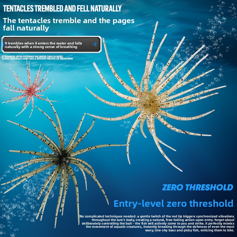 CHEERY Factory Wholesale Boxed Soft Sea Urchin Lures Lifelike TPE Floating Crankbaits Saltwater Fishing Black-pit Angling Hooks – Soft Lure – view 4