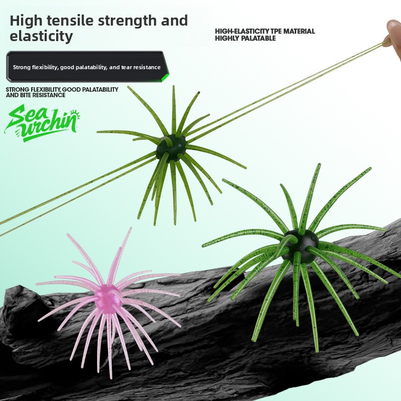 Cheery Sea Urchin Printed TPE Artificial Soft Bait Wobbler Topwater Midwater Float Fishing Bass Snapper Pike Saltwater Fish – Soft Lure – view 2