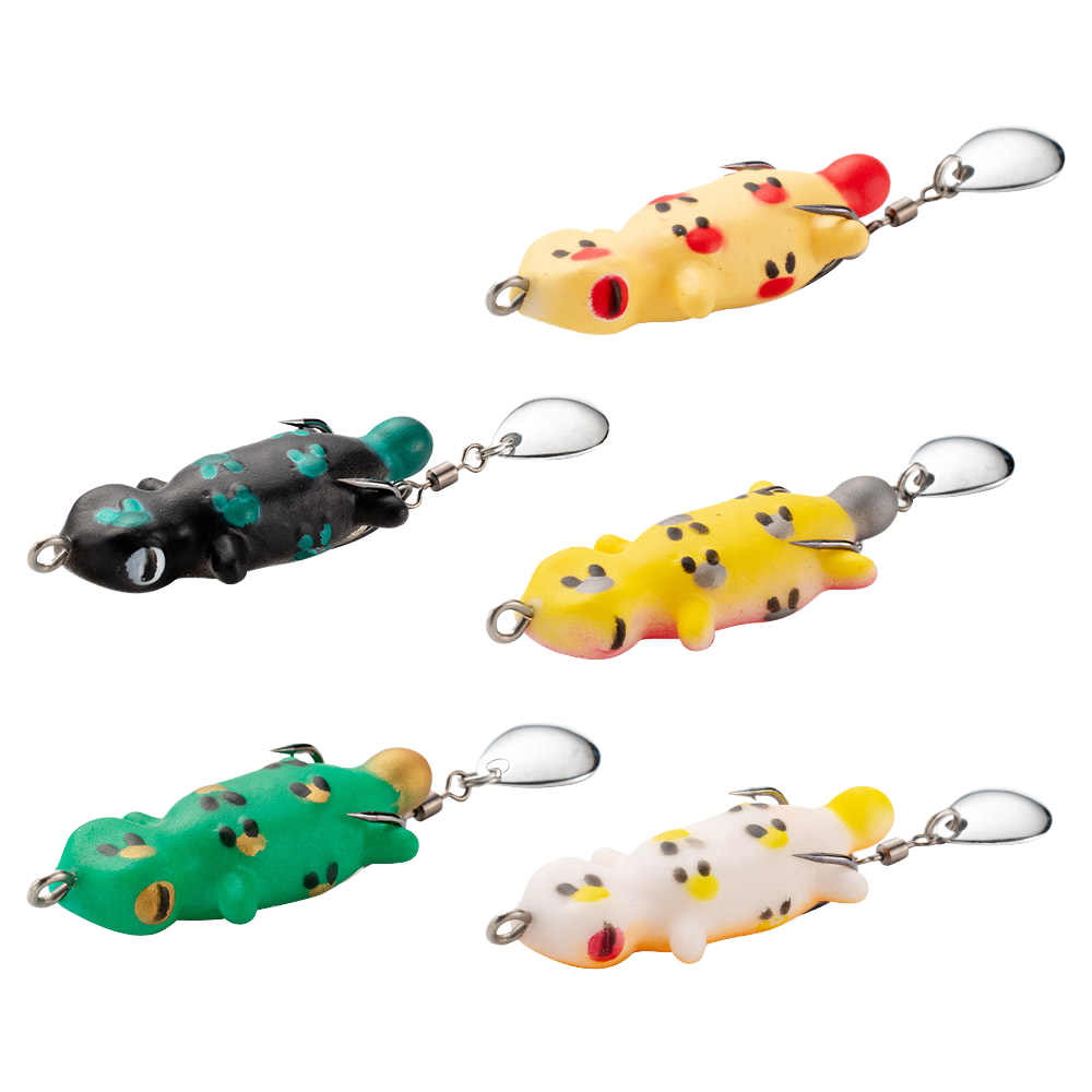 CHEERY Thai Style Long Cast Mini Soft Frog Lure 4.5cm 5.2g, Double Hooks with Noise Rattle Blade for Snakehead Fishing – Hard Lure – view 1