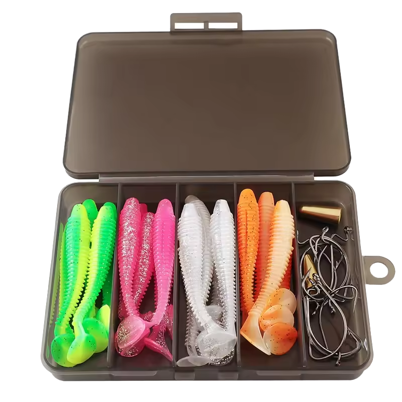 CHEERY Cross-border Wholesale 7.5cm Screw T-tail Soft Lures, Anti Snag Offset Hook for Texas & Carolina Rig Fishing Tackle – Soft Lure – view 1