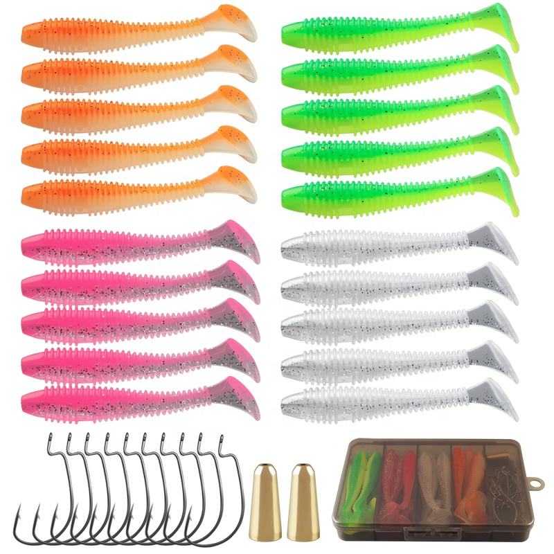 CHEERY Cross-border Wholesale 7.5cm Screw T-tail Soft Lures, Anti Snag Offset Hook for Texas & Carolina Rig Fishing Tackle – Soft Lure – view 2