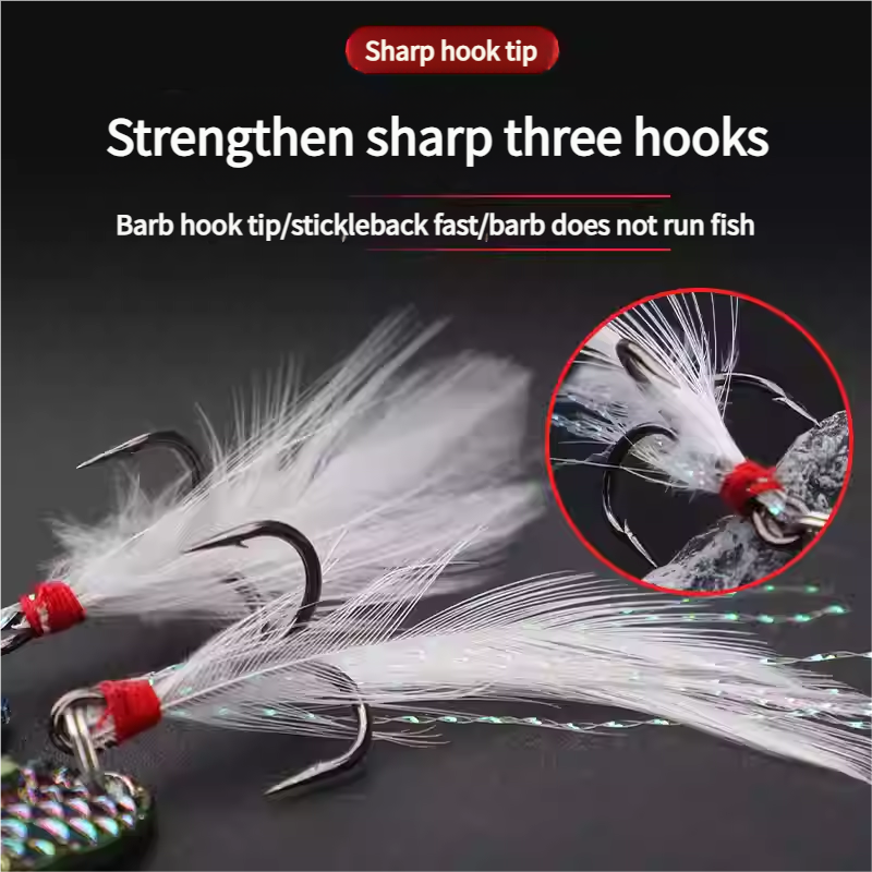 Long Cast Leech Spoon Lure with Feather Treble Hook, Freshwater Artificial Bait for Topmouth Culter, Mandarin Fish and Bass – Spoon & Spinner – view 3
