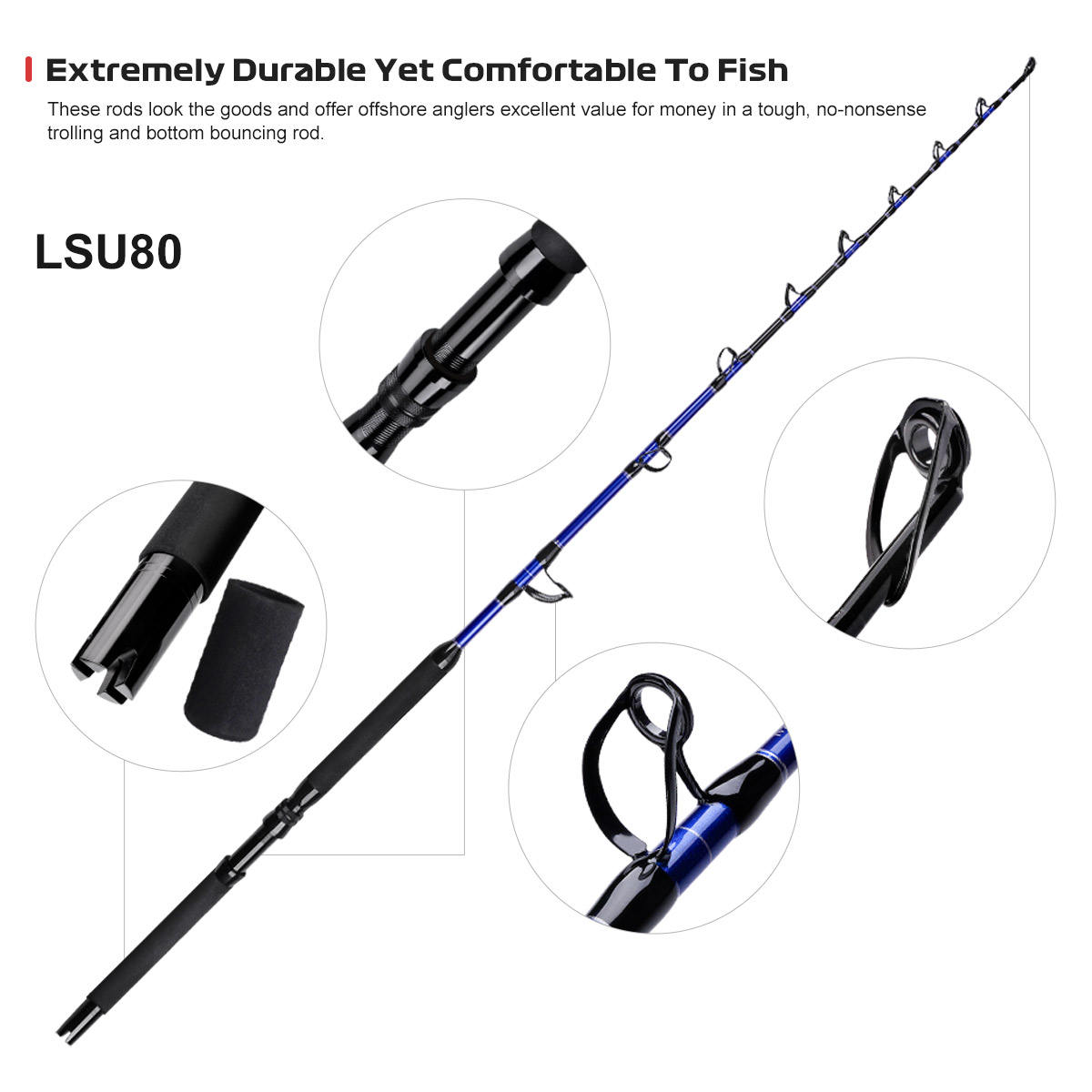 NOEBY Offshore Saltwater Rod Big Game Trolling Fishing Boat Jigging Rod – Fishing Rod – view 4