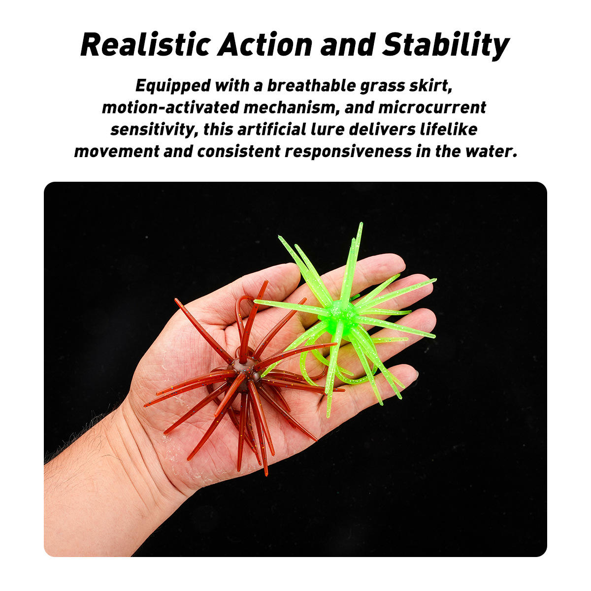 CHEERY Cross-border TPE Soft Bait Lure-Floating Black-Pit Water Bladder Ball & Sea Urchin Shapes WithoutHooks Boxed Packaging – Soft Lure – view 3