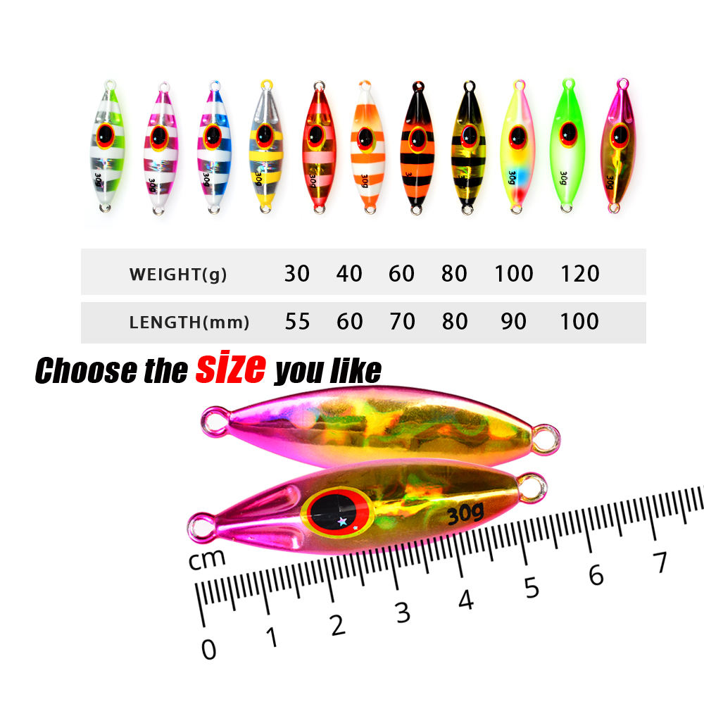 Luminous Customised Slow Bee Metal Jig Pitch Jigging Lure Vertical 40G 60g 80g 100g 120g Jigging Metal Fish Lure with Hook – Metal Lure – view 3