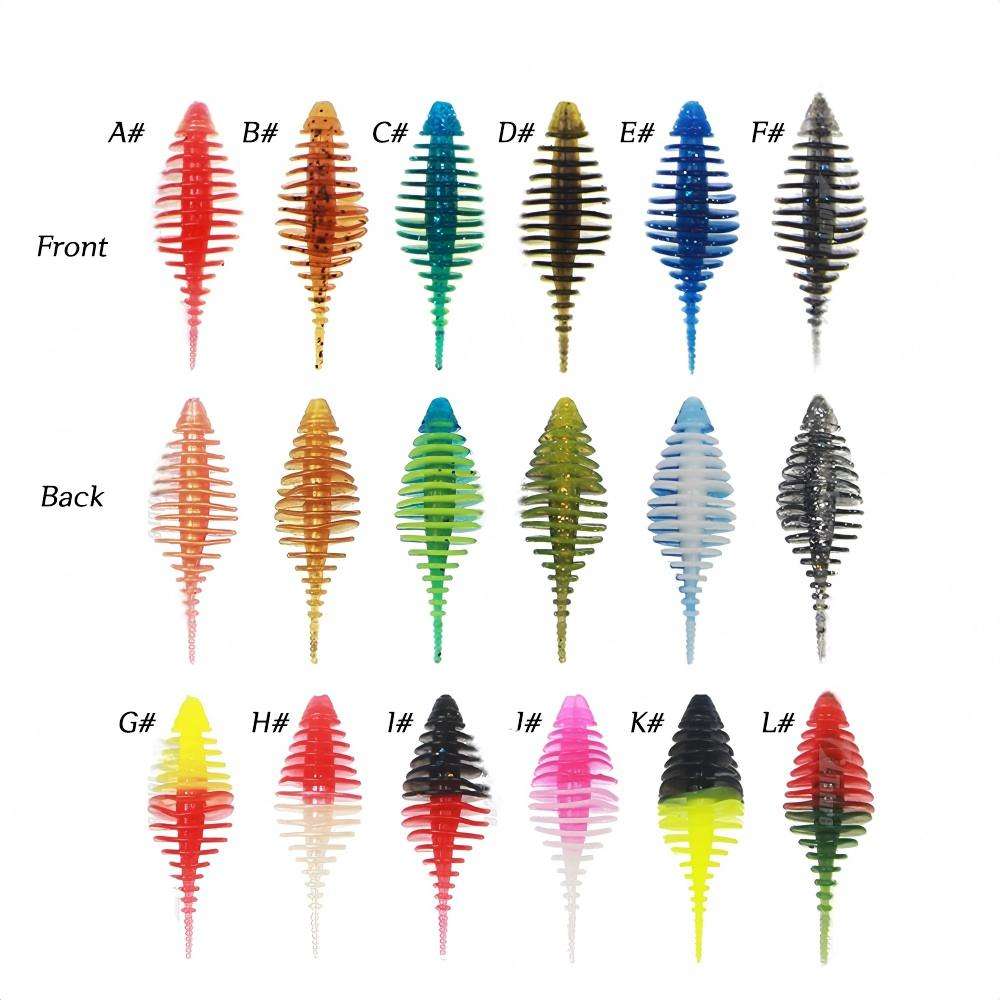 CHEERY 10pcs/bag 50mm 1.6g Double Color PVC Soft Worm Bait Artificial Plastic Fishing Lure for Lake Bass Catfish Bream Target – Worms & Grubs – view 5