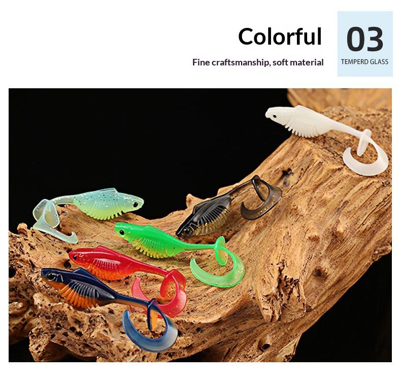 Curly & T Tail Soft Worm Lures with Two Swimming Actions, Micro Artificial Bait for Bass and Topmouth Culter – Hard Lure – view 4